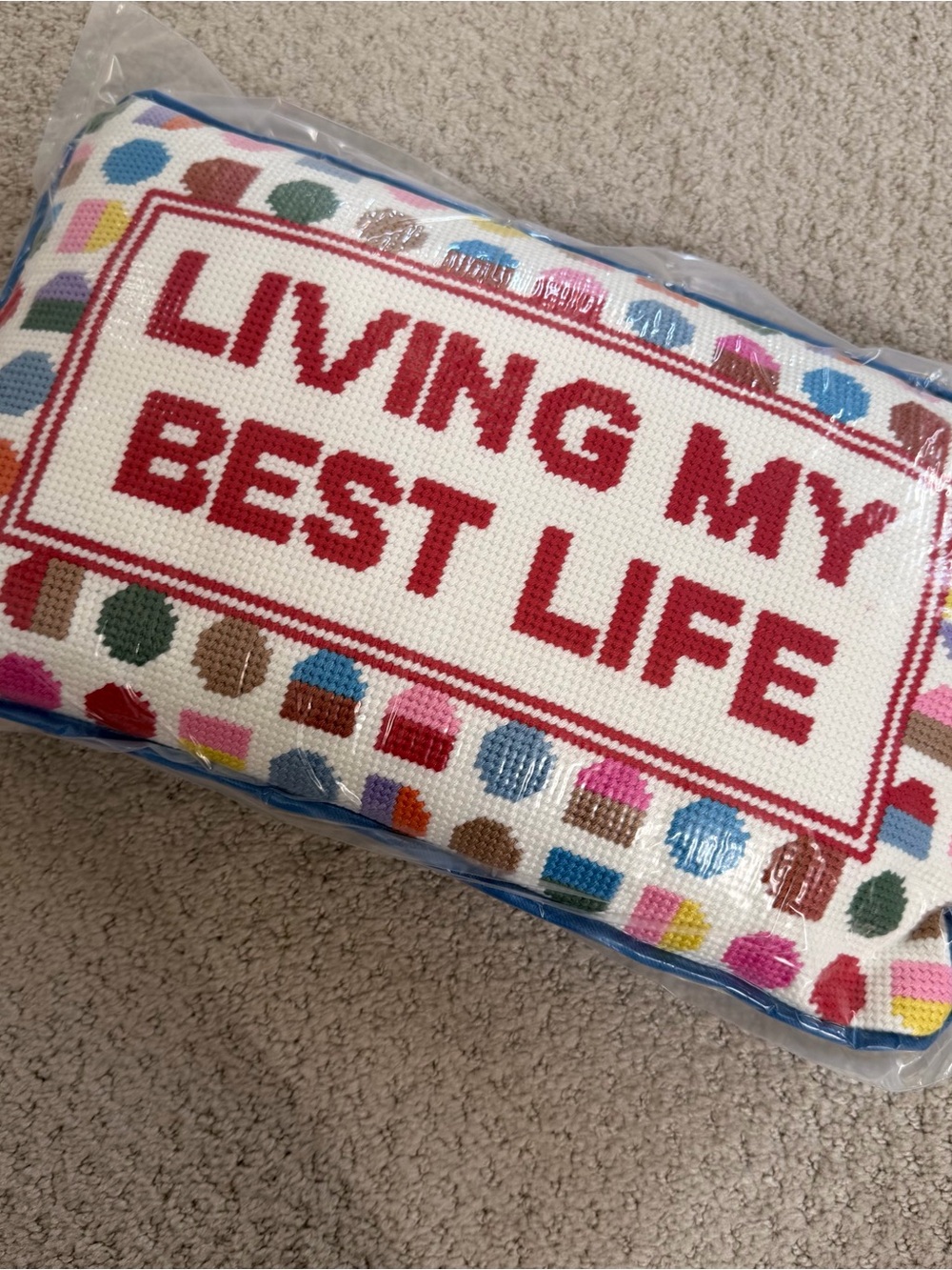 NWT LIVING MY BEST LIFE Multicolor Accent Pillow
